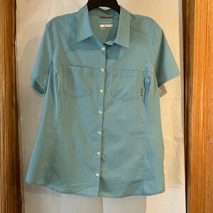 Columbia Womens Omni Shade Sun Protection Short Sleeve Button Down XL/TG Shirt